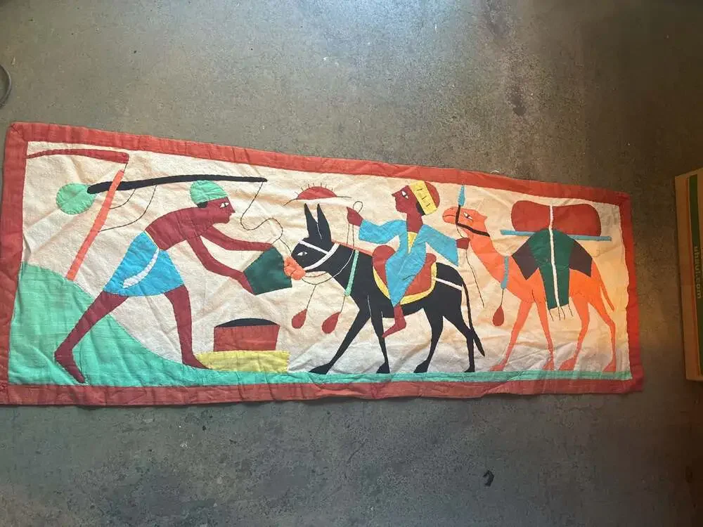 Lot of 7 VTG Handmade Egyptian Khayamiya Appliqué Textile Wall Hanging Tapestry